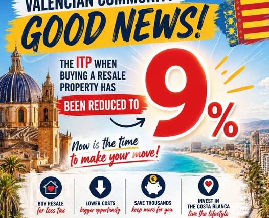 Property Purchase Tax in Valencia drops to 9 percent