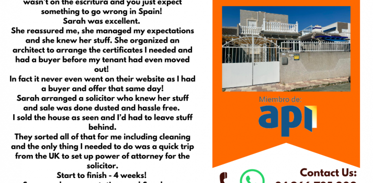Lee- another 5 STAR Google review by a property seller recommending Casas Espania ⭐⭐⭐⭐⭐